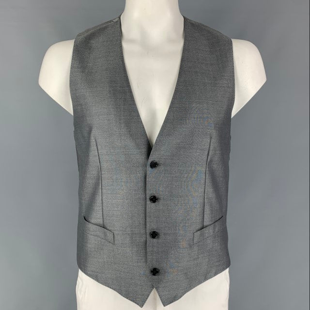 DOLCE & GABBANA Size 40 Grey Solid Wool & Silk Buttoned Vest