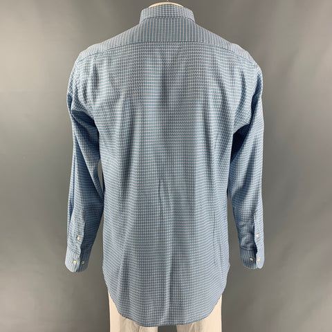 ETRO Size XL Blue & Grey Print Button Up Long Sleeve Shirt