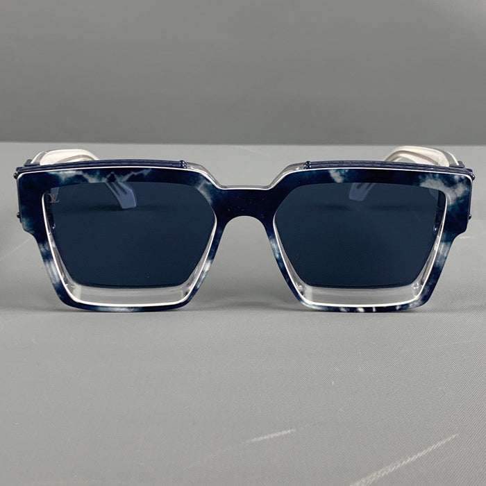 Gafas de sol LOUIS VUITTON de acetato jaspeado en azul blanco