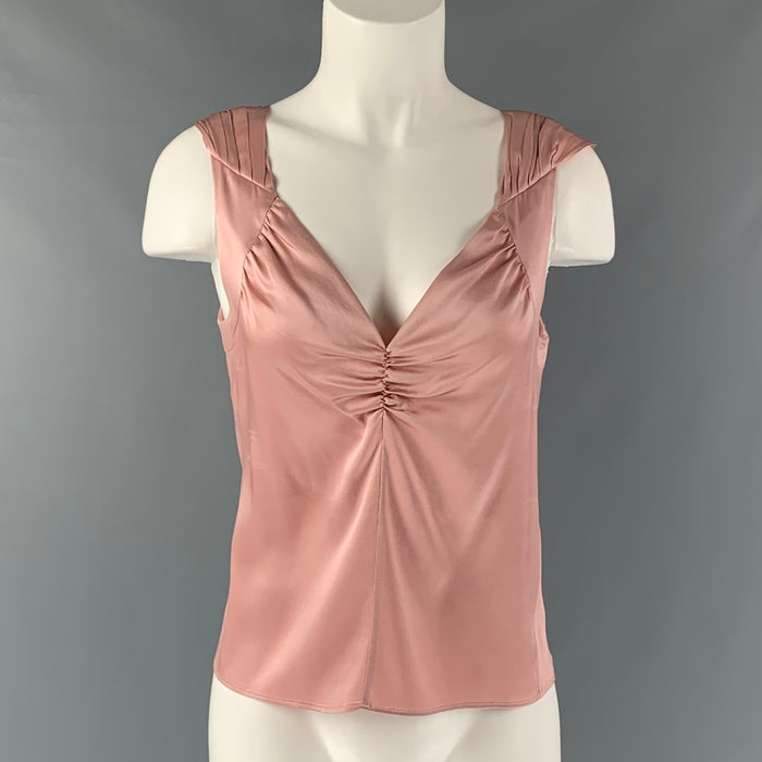 MARNI Size 4 Pink Silk & Elastane Ruched Sleeveless Dress Top