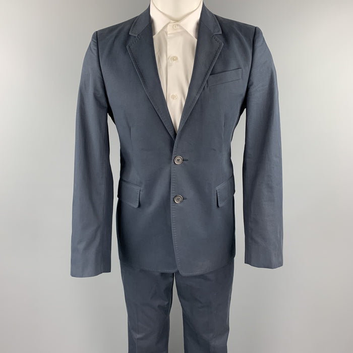 ANN DEMEULEMEESTER 38 Regular Navy Cotton Notch Lapel Suit