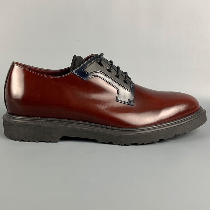 PAUL SMITH Talla 9 Zapatos con cordones de cuero color burdeos y azul marino