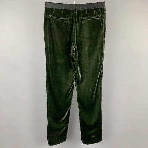 EMPORIO ARMANI Size 32 Dark Green Velvet Viscose Dress Pants