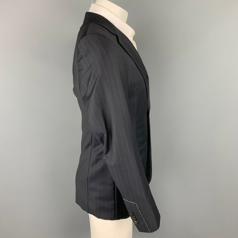 GIORGIO ARMANI Size 36 Regular Navy Chalkstripe Wool Sport Coat