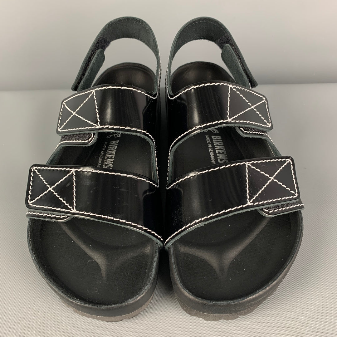 PROENZA SCHOULER x BIRKENSTOCK Size 9 Black White Contrast Stitch Leather Belted Sandals
