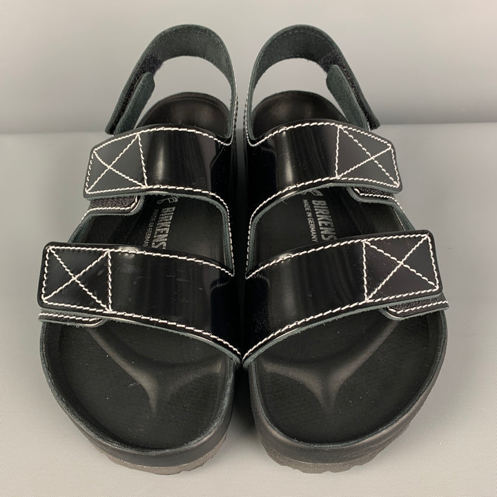 PROENZA SCHOULER x BIRKENSTOCK Size 9 Black White Contrast Stitch Leather Belted Sandals