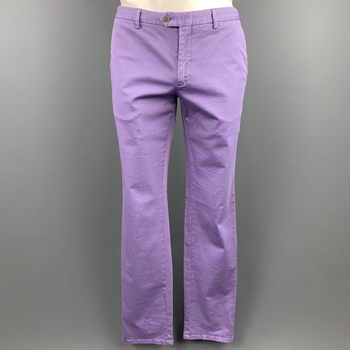 ETRO Size 34 x 34 Print Lavender Cotton Blend Zip Fly Casual Pants