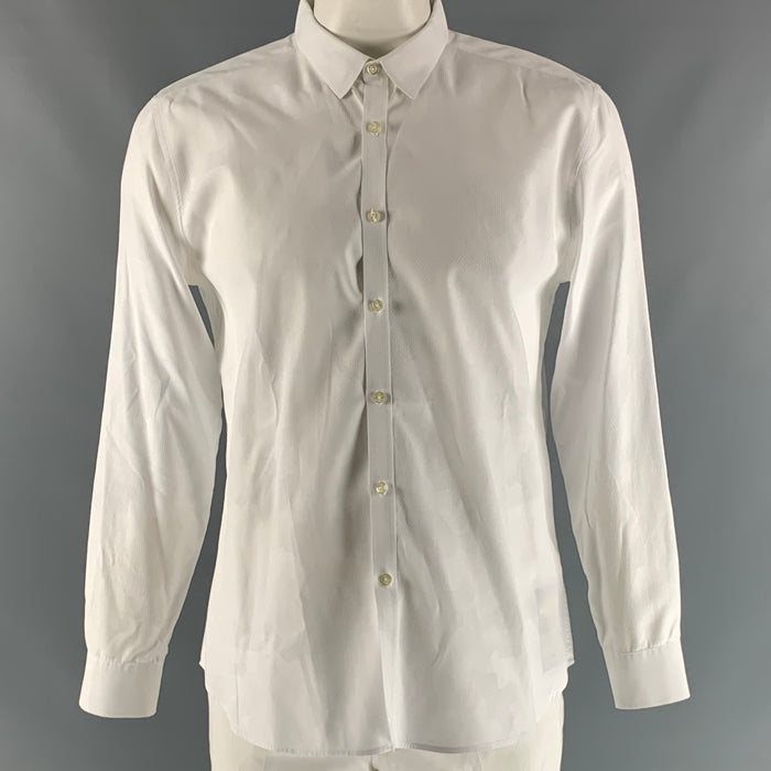 PAUL SMITH Camisa de manga larga con botones de algodón texturizado blanco talla XL