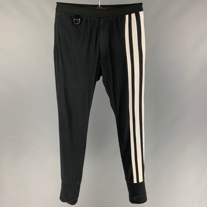 Y-3 Size L Black White Cotton Sweat Pants
