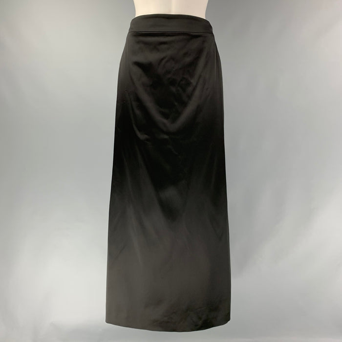 JIL SANDER Size 6 Black Acetate Blend Solid Evening Long Skirt