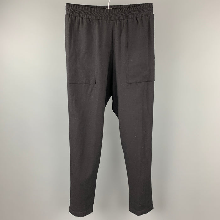 DAMIR DOMA Size 30 Black Wool Drop-Crotch Casual Pants