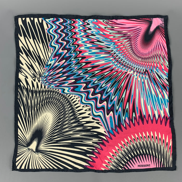 MISSONI Multi-Color Zig Zag Silk Pocket Square