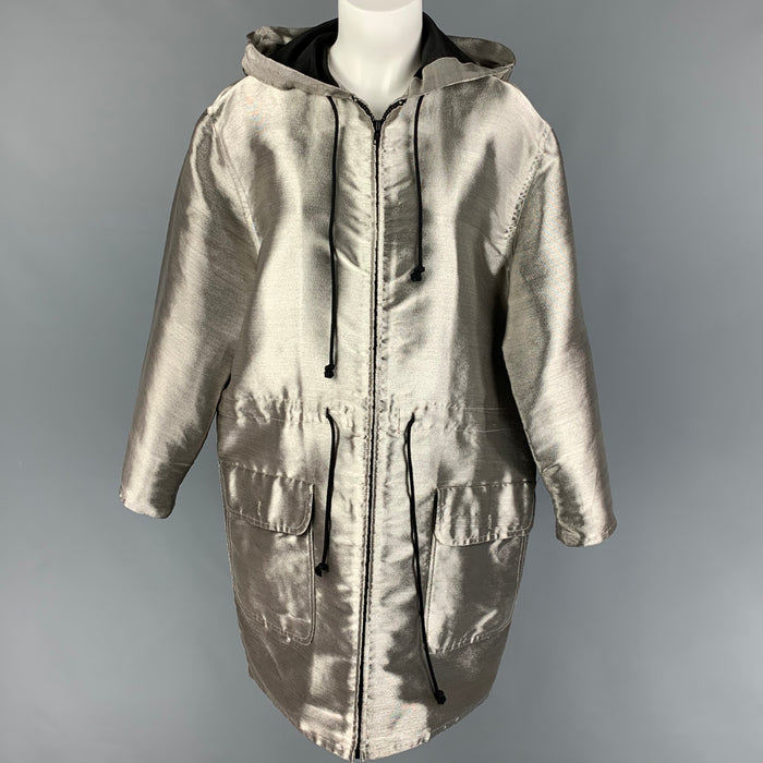 MICHAEL KORS Size S Silver Metallic Hooded Oversized Jacket