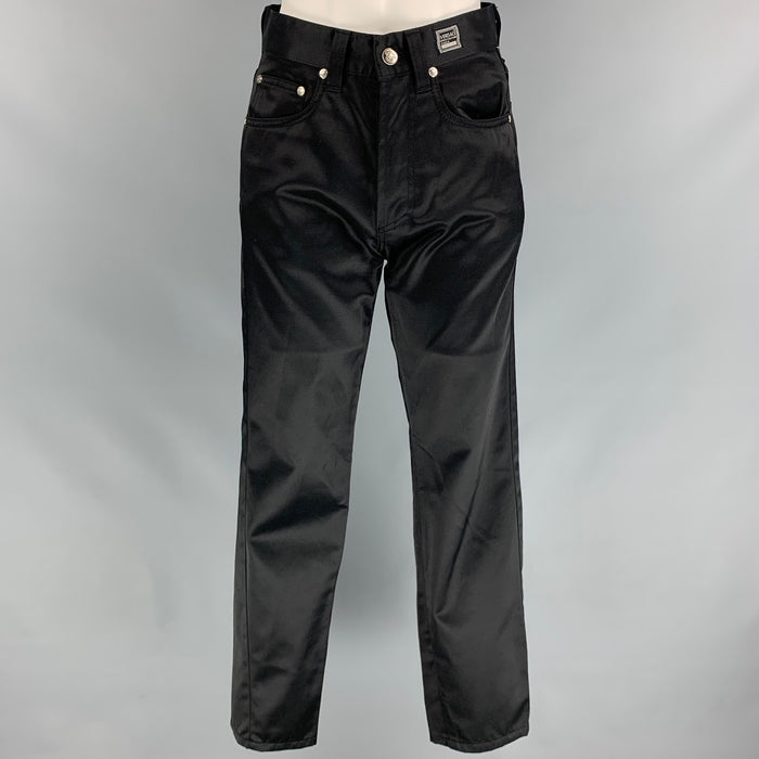 VERSACE JEANS COUTURE Size 28 Black Cotton / Polyamide Jean Cut Casual Pants