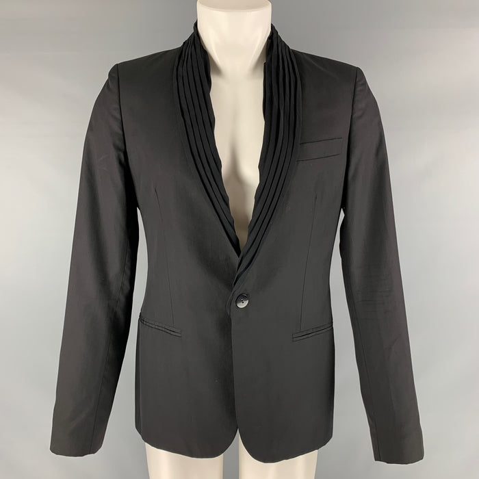 GAULTIER2 JEAN PAUL GAULTIER Size 38 Black Solid Wool Silk Shawl Collar Sport Coat