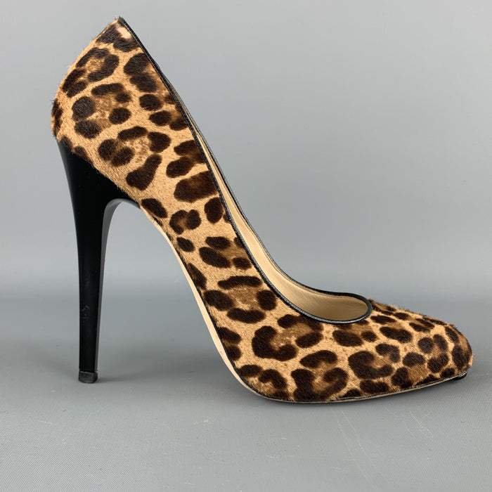 JIMMY CHOO Size 7.5 Brown Leopard Print Calf hair VICTORIA Pumps