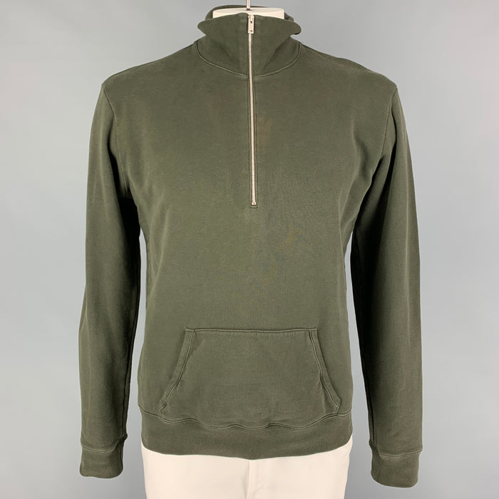 MAISON MARGIELA Size L Olive Cotton Half Zip Jacket