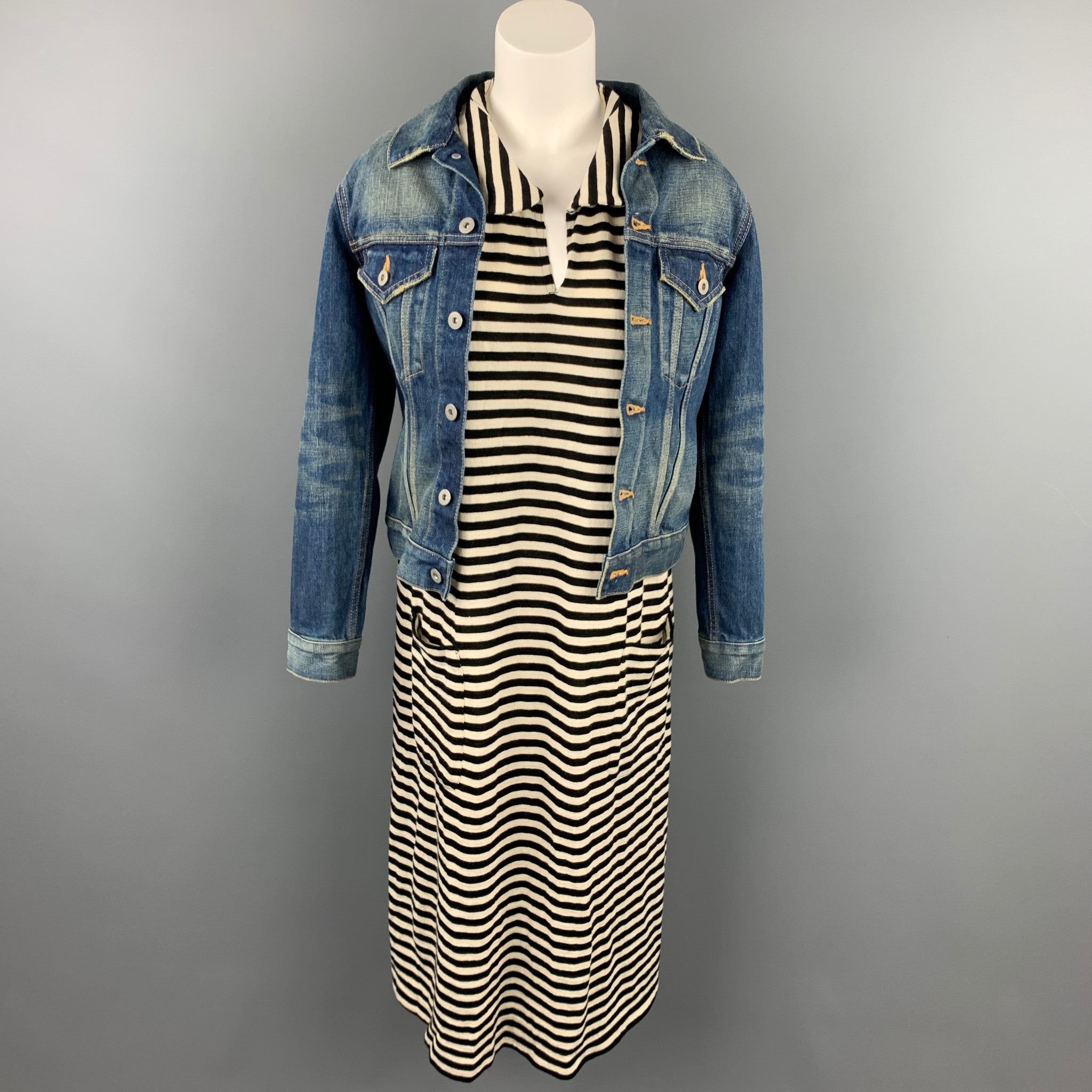 JUNYA WATANABE Size S Black & White Stripe Jersey Layered Denim Jacket –  Sui Generis Designer Consignment