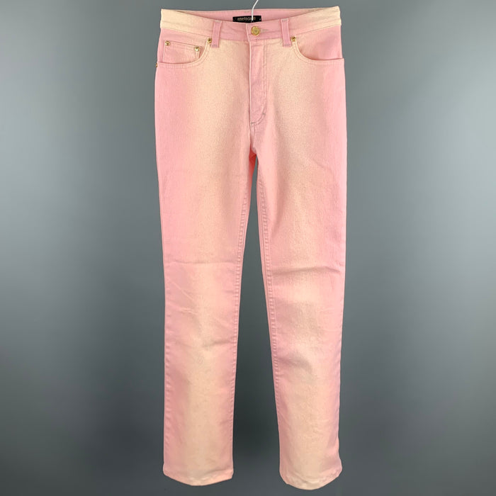 ROBERTO CAVALLI Size XS Pink Ombre Cotton Blend Zip Up Jeans