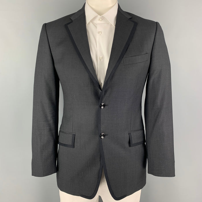VERSACE COLLECTION Size 40 Charcoal Black Woven Wool Sport Coat