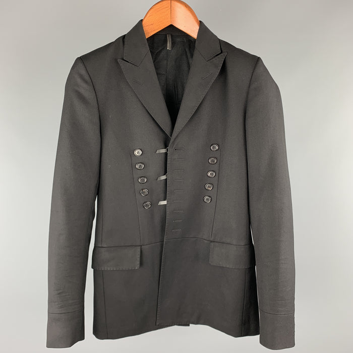 DIOR HOMME Size 34 Black Solid Wool Peak Lapel Sport Coat