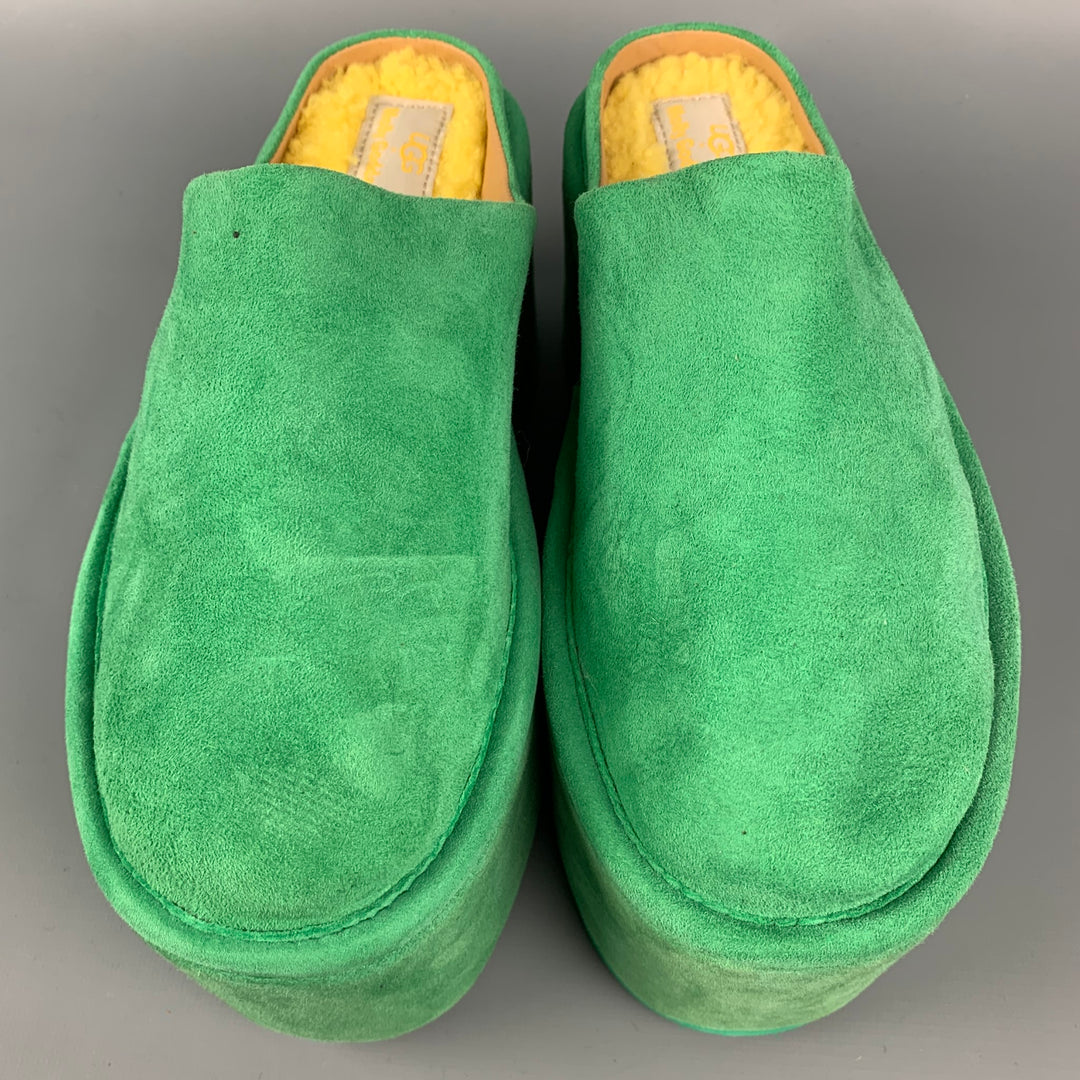 UGG x MOLLY GODDARD Size 7 Green Suede Platform Flats