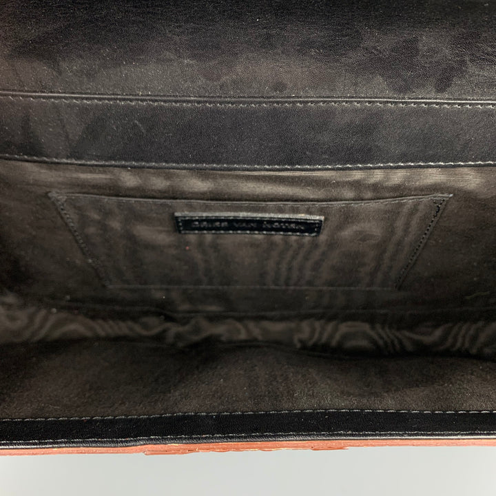 DRIES VAN NOTEN Brown Alligator Embossed Leather Clutch