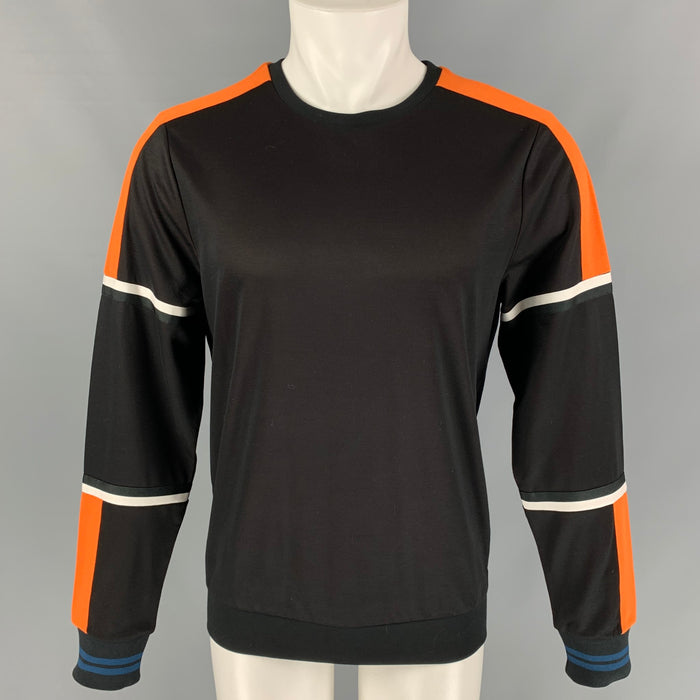 PS by PAUL SMITH Jersey de punto de mezcla de algodón con bloques de color negro y naranja talla S
