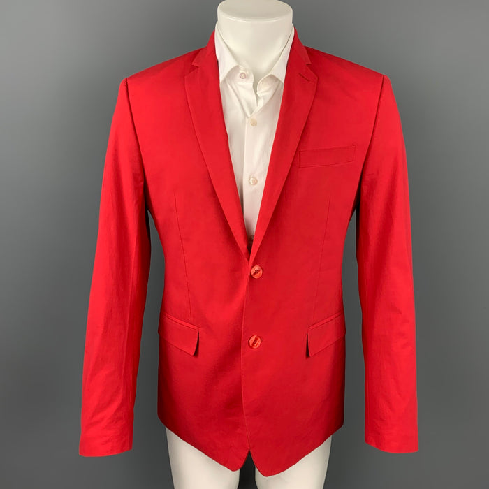 VERSACE COLLECTION Size 40 Red Cotton Notch Lapel Sport Coat