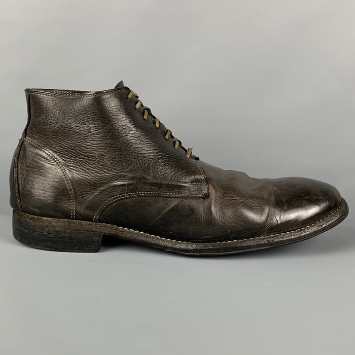 GUIDI Size 12 Black Distressed Leather Desert Boots
