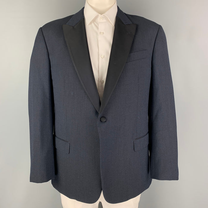 ARMANI COLLEZIONI Size 50 Navy Wool Tuxedo Sport Coat