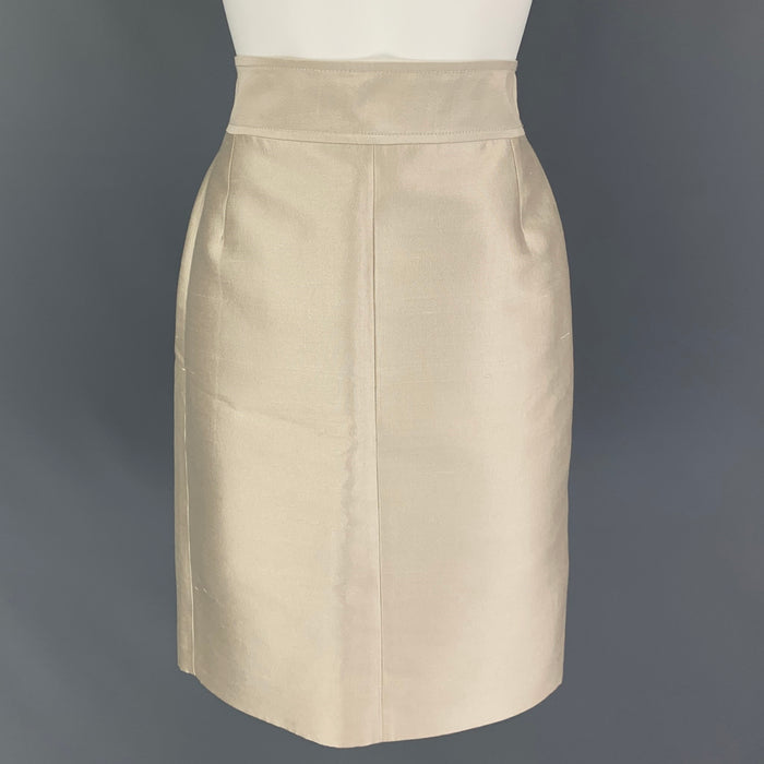 STELLA McCARTNEY Size 27 Champagne Silk Cotton Pencil Skirt