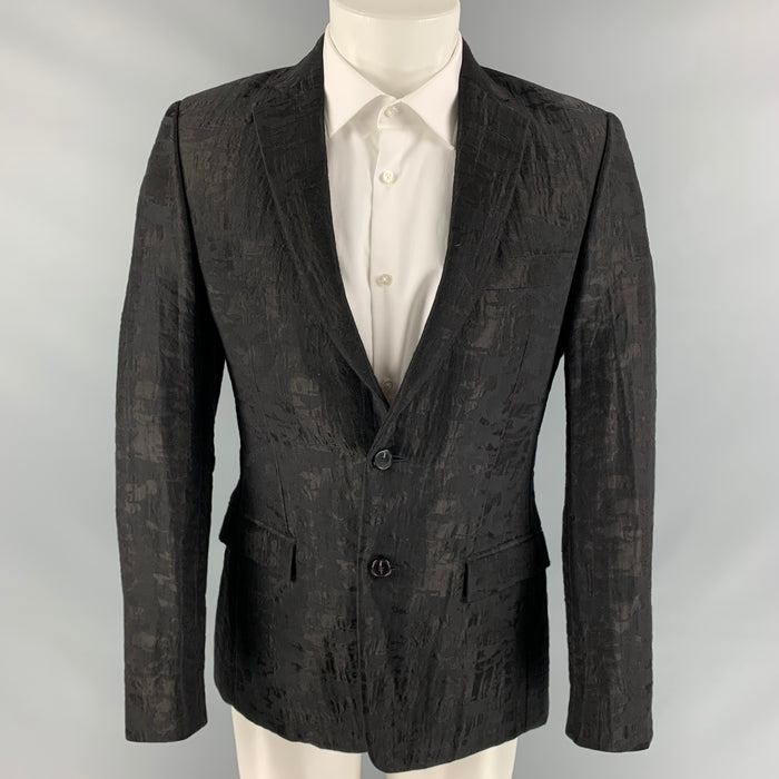 VERSACE COLLECTION Size 38 Black Jacquard Cotton / Polyamide Sport Coat