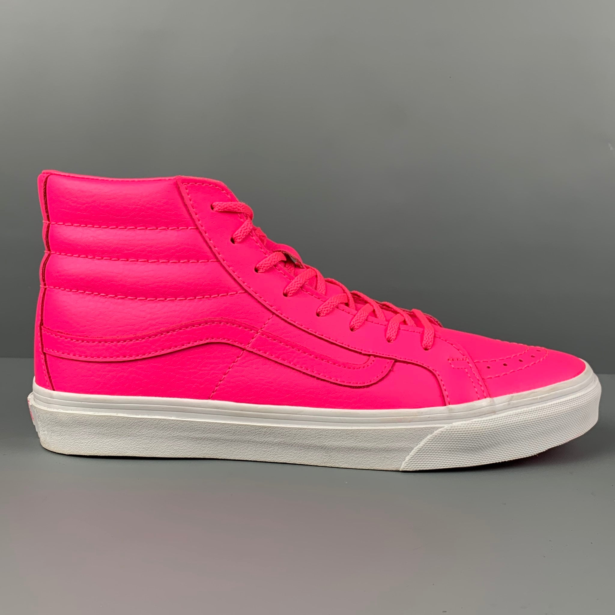 VANS Zapatillas de deporte delgadas Sk8-Hi de cuero rosa neón