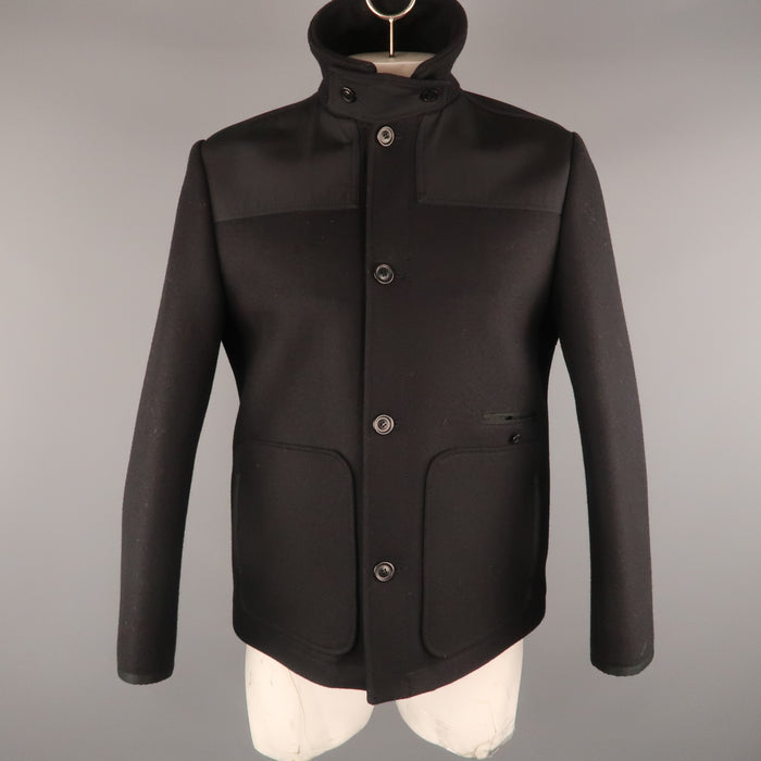 ACNE JEANS 42 Black Wool Patch Pockets Jacket