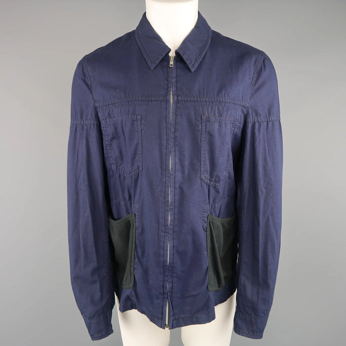 COMME des GARCONS BLACK L Navy Canvas Black Fleece Pocket Cotton Jacket