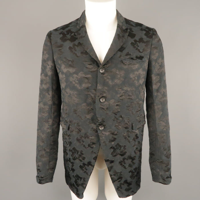 COMME des GARCONS HOMME PLUS M Black & Navy Jacquard 3 Button Jacket 2011