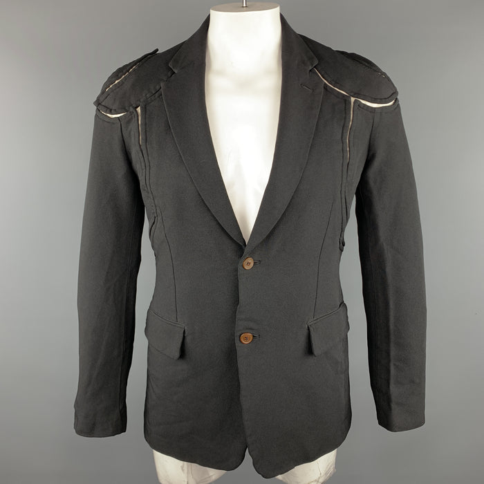 COMME des GARCONS HOMME PLUS M Black Cut Outs Polyester Notch Lapel Jacket