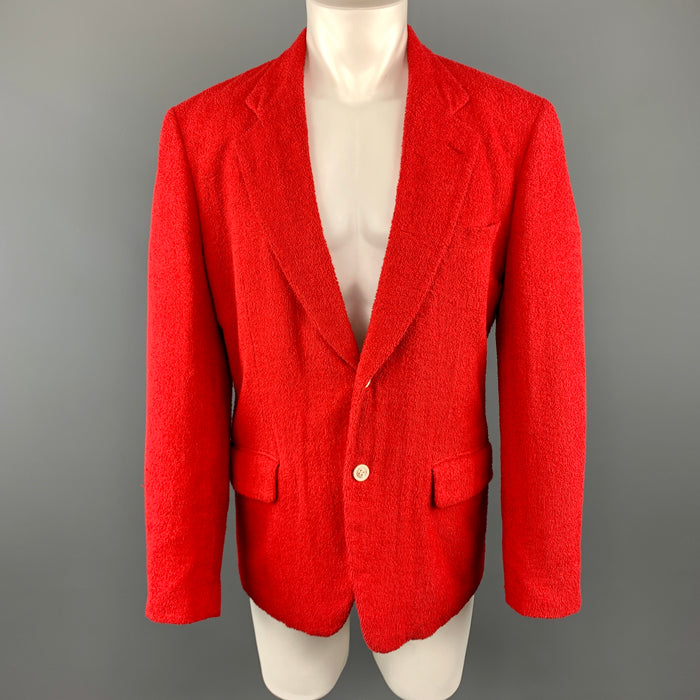 COMME des GARCONS HOMME PLUS M Red Textured Cotton Notch Lapel Sport Coat