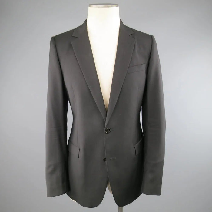 DIOR HOMME 40 Regular Black Wool Notch Lapel 2 Button Sport Coat