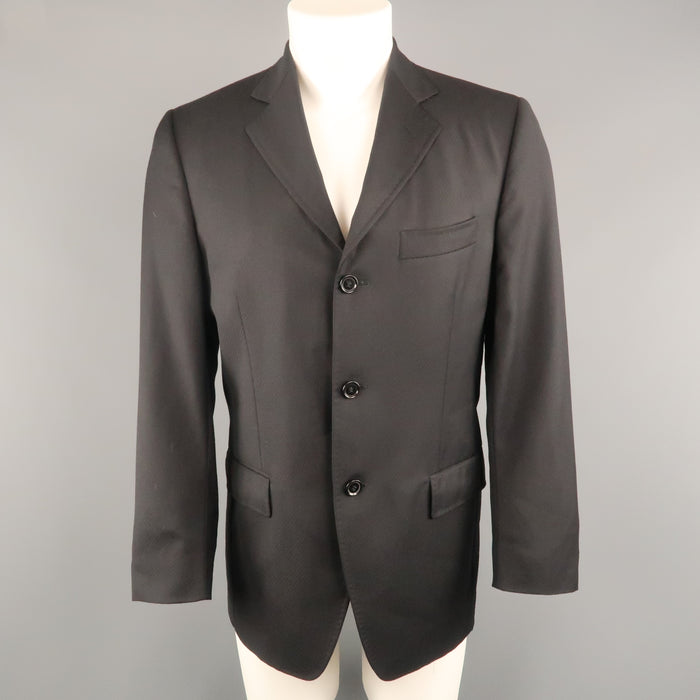 DOLCE & GABBANA 38 Short Black Diagonal Stripe Wool Notch Lapel Sport Coat
