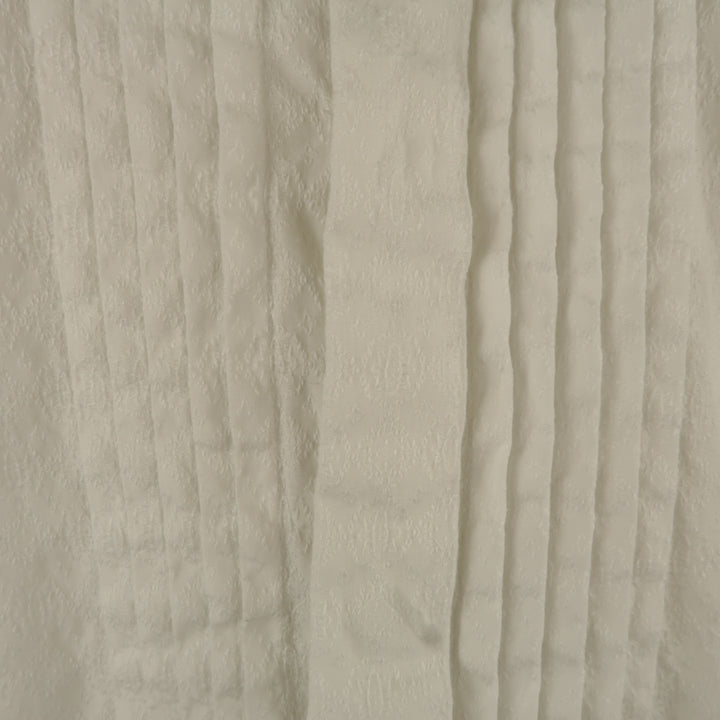 DRIES VAN NOTEN L White Jacquard French Cuff Pleated Front Long Sleeve Shirt