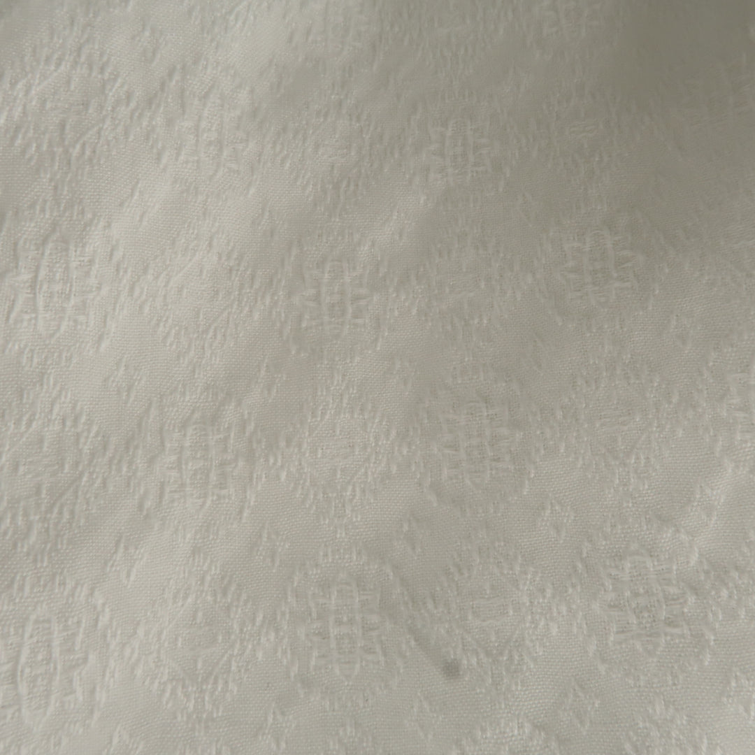 DRIES VAN NOTEN L White Jacquard French Cuff Pleated Front Long Sleeve Shirt