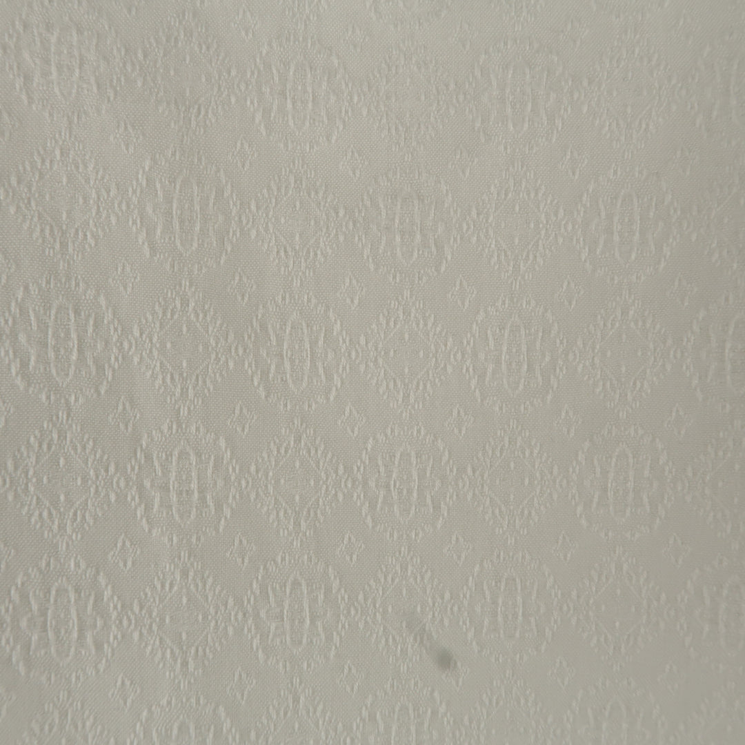 DRIES VAN NOTEN L White Jacquard French Cuff Pleated Front Long Sleeve Shirt