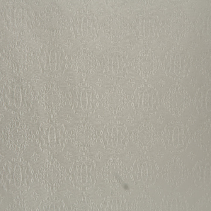 DRIES VAN NOTEN L White Jacquard French Cuff Pleated Front Long Sleeve Shirt