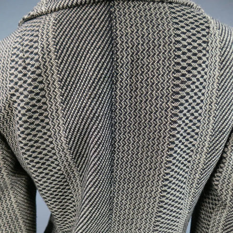 DRIES VAN NOTEN Size 8 Beige & Black Print Wool Pointed Lapel Jacket DRIES VAN NOTEN