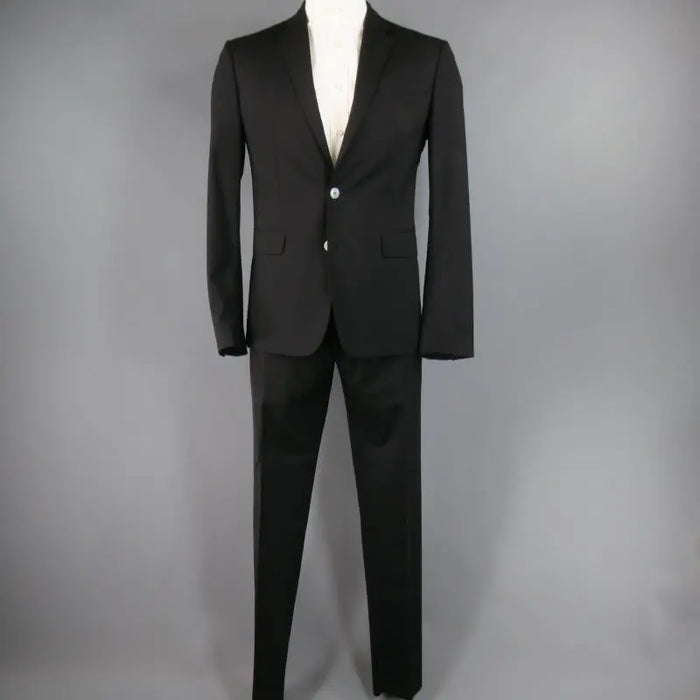 DSQUARED2 42 Short Black Solid Wool Blend 33 35 Suit