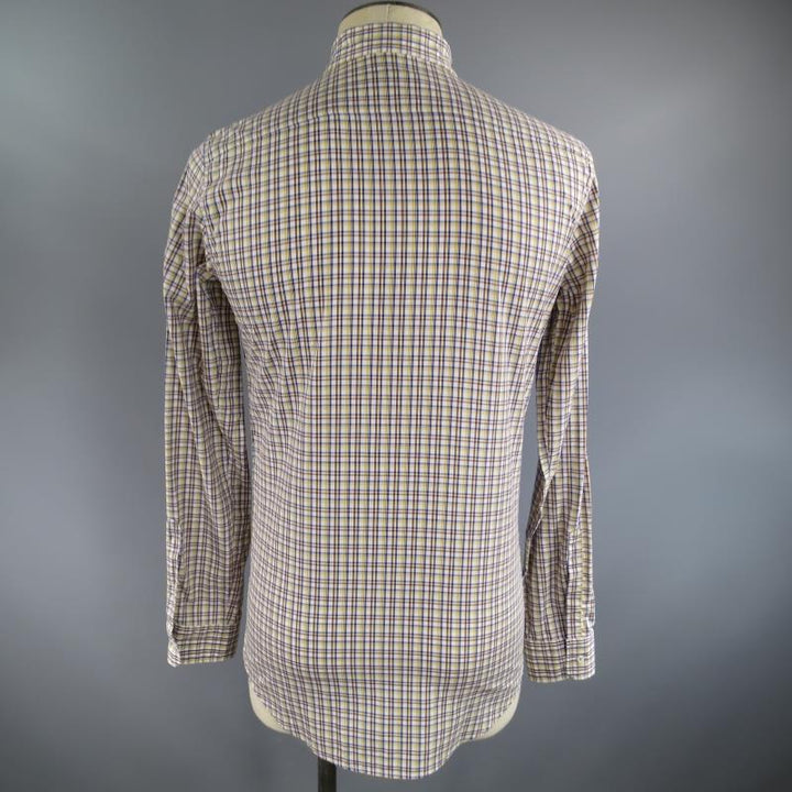 DSQUARED2 Size S Yellow Plaid Cotton Long Sleeve Button Down Shirt