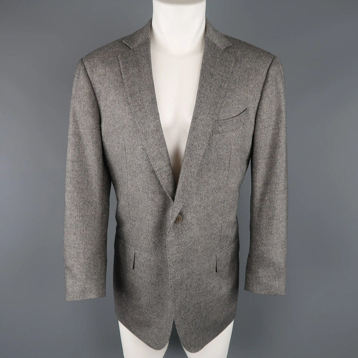 ERMENEGILDO ZEGNA 44 Grey Heather Wool Cashmere Notch Lapel Sport Coat