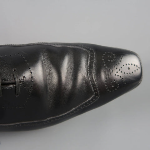 FRANCESCHETTI Size 12 Black Leather Brogue Medallion Lace Up FRANCESCHETTI